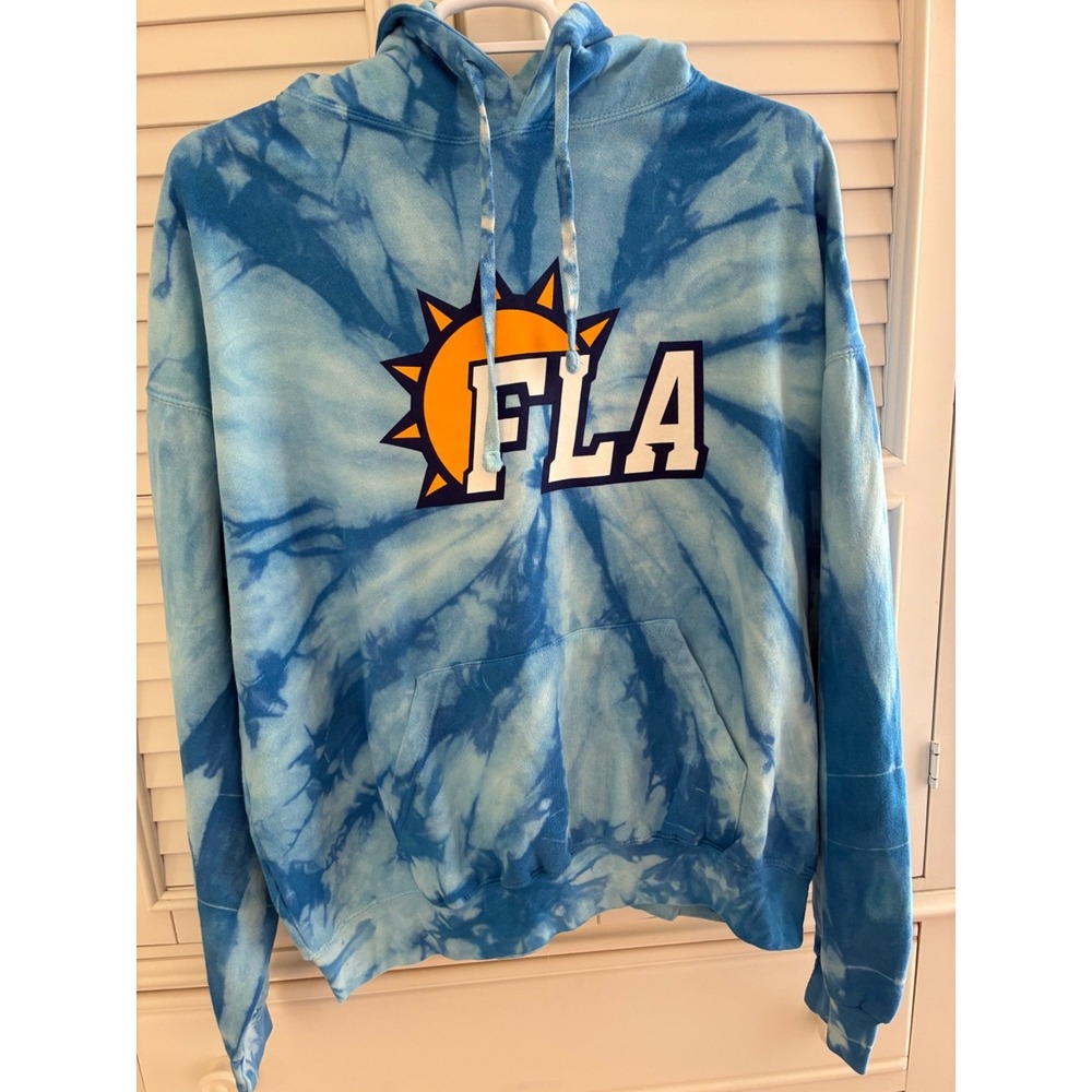 Men's 2XL NWOT Florida Panthers Stitches Retro hooded pullover Tie-Dye Sky Blue
